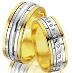 ست حلقه عروسی طلای زرد و سفید با نگین برلیان مدل: srd1164