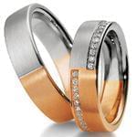 ست حلقه عروسی طلای رنگی و سفید با نگین برلیان مدل: srd1165