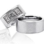 ست حلقه عروسی طلای سفید با نگین برلیان مدل: srd1167