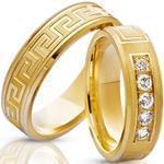 ست حلقه عروسی طلای زرد با نگین برلیان طرح ورساچه مدل: srd1168