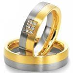 ست حلقه عروسی طلای زرد و سفید با نگین برلیان مدل: srd1169