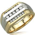 انگشتر طلا زرد و سفید با نگین الماس تراش برلیان: مدل rgm1262