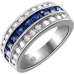 انگشتر طلا سفید با نگین الماس تراش برلیان و یاقوت سفیر: مدل rgm1263