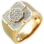 انگشتر طلا زرد با نگین الماس تراش برلیان طرح رجال: مدل rgm1268