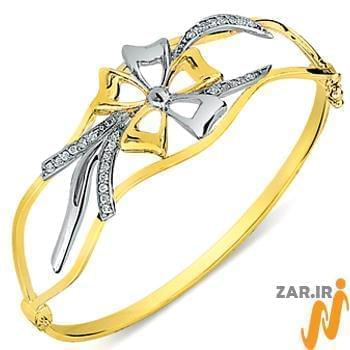 دستبند النگویی طلا زرد و سفید با نگین برلیان مدل: bng1013