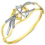 دستبند النگویی طلا زرد و سفید با نگین برلیان مدل: bng1013