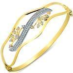 دستبند النگویی طلا زرد و سفید با نگین برلیان مدل: bng1014