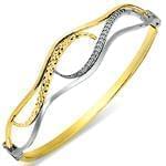 دستبند النگویی طلا زرد و سفید با نگین برلیان مدل: bng1016