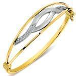 دستبند النگویی طلا زرد و سفید با نگین برلیان مدل: bng1017