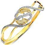 دستبند النگویی طلا زرد و سفید با نگین برلیان مدل: bng1018