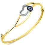 دستبند النگویی طلا زرد و سفید با نگین برلیان و یاقوت کبود مدل: bng1021