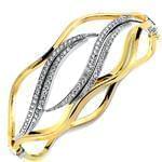 دستبند النگویی طلا زرد و سفید با نگین برلیان مدل: bng1022