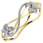 دستبند النگویی طلا زرد و سفید با نگین برلیان مدل: bng1023