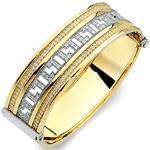 دستبند النگویی طلا زرد و سفید با نگین برلیان مدل: bng1024