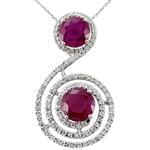 آویز طلا سفید با نگین یاقوت قرمز و برلیان مدل: npdf1146