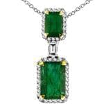 آویز طلا سفید با نگین زمرد کلمبیا و برلیان مدل: npdf1148