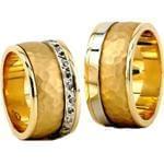 ست حلقه ازدواج طلای زرد مات و براق با نگین برلیان مدل: srd1171