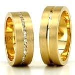 ست حلقه ازدواج طلای زرد با نگین برلیان مدل: srd1172