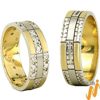 ست حلقه ازدواج طلای زرد و سفید با نگین برلیان مدل: srd1175