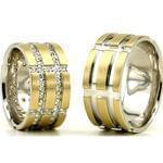 ست حلقه ازدواج طلای زرد با نگین برلیان مدل: srd1177