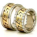 ست حلقه ازدواج طلای زرد و سفید با نگین برلیان مدل: srd1178