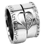 ست حلقه ازدواج طلا سفید با نگین برلیان طرح پازل قلب با طرح ورساچی مدل: srd1180