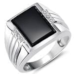 انگشتر رجال طلا سفید با نگین اونیکس و برلیان: مدل rgm1272