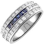 انگشتر طلا سفید با نگین یاقوت کبود و الماس تراش پرنسی: مدل rgm12731