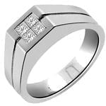 انگشتر طلا سفید با الماس تراش پرنس طرح رجال: مدل rgm1276