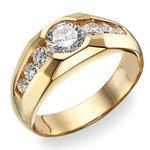 انگشتر مردانه طلا زرد با نگین الماس تخمه ای طرح رجال: مدل rgm1277