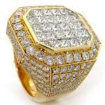 انگشتر طلا زرد با نگین الماس تراش برلیان و پرنس طرح رجال: مدل rgm1283