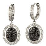 گوشواره طلا سفید با نگین برلیان سیاه و سفید مدل: edf1166