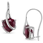 گوشواره طلا سفید با نگین یاقوت قرمز و برلیان مدل: edf1169