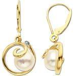 گوشواره طلا زرد با نگین مروارید و برلیان مدل: edf1170