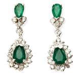 گوشواره طلا سفید با نگین زمرد کلمبیا و الماس مدل: edf1171