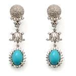 گوشواره طلا سفید با نگین فیروزه و برلیان مدل: edf1172