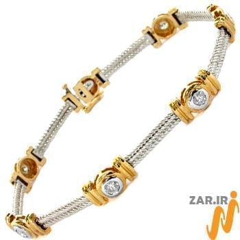 دستبند طلا زرد و سفید با نگین برلیان مدل: bdf1126