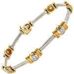 دستبند طلا زرد و سفید با نگین برلیان مدل: bdf1126