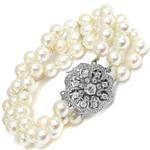 دستبند مروارید با نگین برلیان مدل: bdf1128