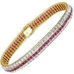 دستبند طلا زرد با نگین برلیان و یاقوت قرمز مدل: bdf1129