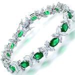 دستبند طلا سفید با نگین زمرد و الماس مارکیز مدل: bdf1133