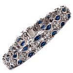 دستبند طلا سفید با نگین یاقوت کبود و برلیان مدل: bdf1134