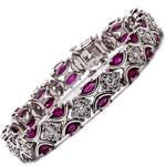 دستبند طلا سفید با نگین برلیان و یاقوت قرمز مدل: bdf1135