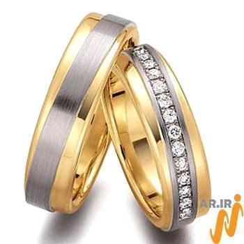 ست حلقه ازدواج طلا با نگین الماس تراش برلیان مدل: srd1183 