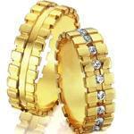 ست حلقه ازدواج طلا زرد با نگین الماس تراش برلیان مدل: srd1191