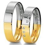 ست حلقه ازدواج طلا زرد و سفید با نگین برلیان مدل: srd1192