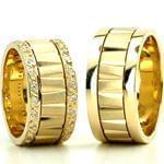 ست حلقه ازدواج طلا زرد با نگین الماس تراش برلیان مدل: srd1193