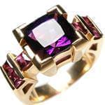 انگشتر جواهر طلای زرد با نگین آمتیس: مدل rgf1273