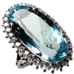 انگشتر جواهر طلا سفید با نگین آکوامارین و برلیان: مدل rgf1275