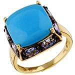 انگشتر طلا زرد با نگین فیروزه و آمتیس تراش مارکیز مدل:rtf1041 